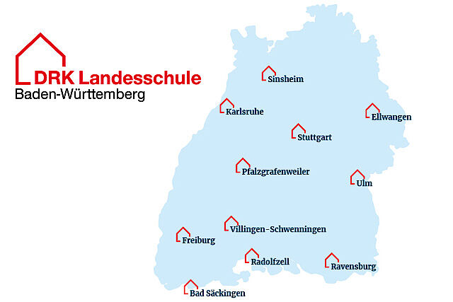 Karte Orte der DRK Landesschule BW